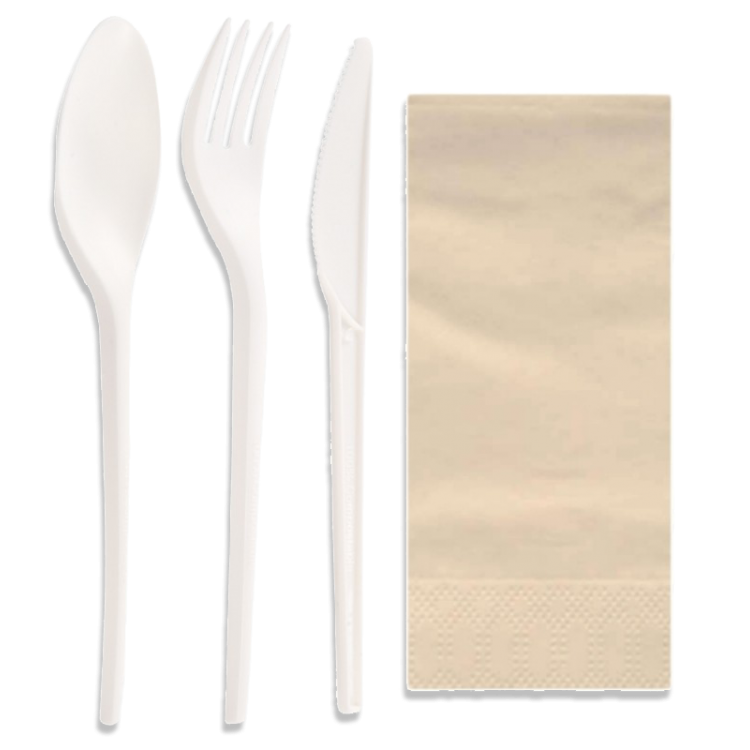 Pack 10 sets de cubiertos 100% compostables